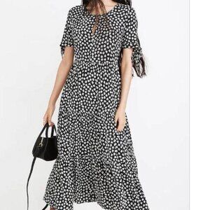 Madewell Tie Sleeve Tiered Midi Dress - M